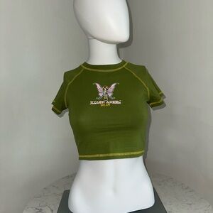 Green fallen angel  Graphic Crop Topxxs